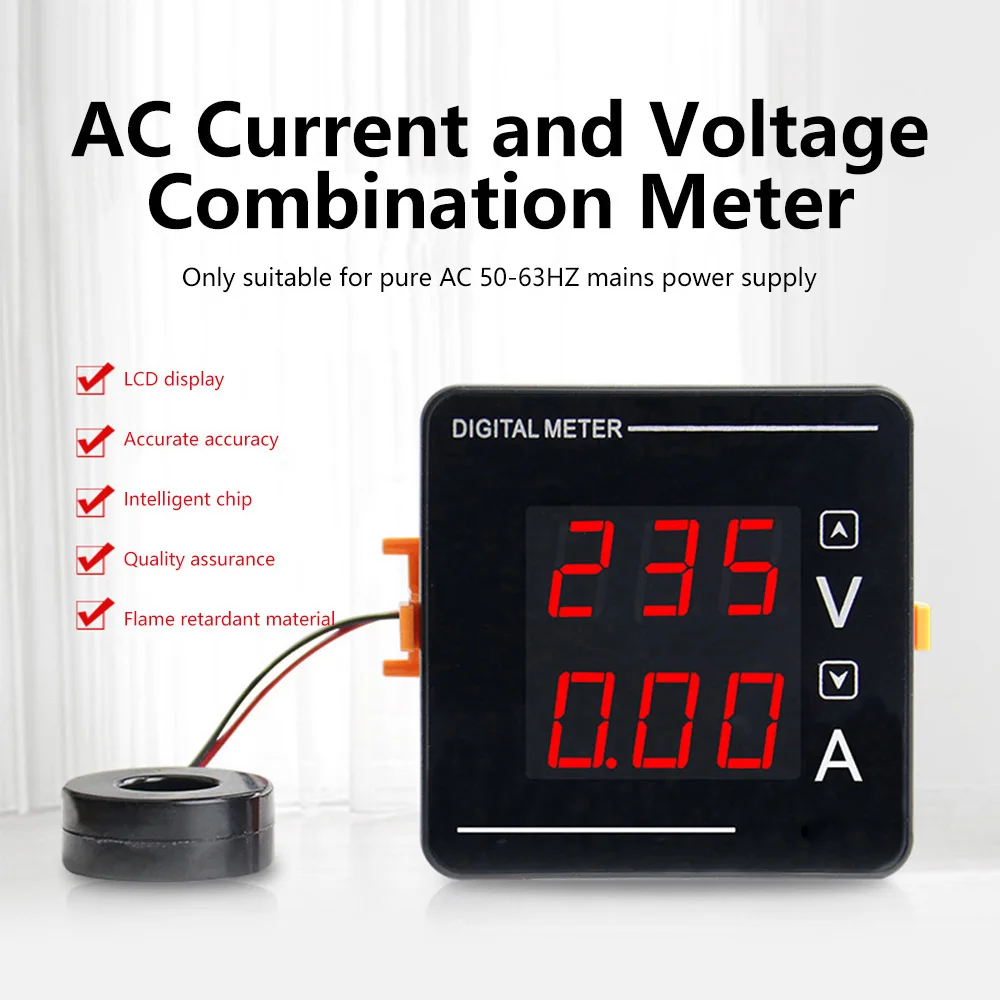 AC50-500V 1-120A Измерване на ток с двоен дигитален дисплей, цифров уред за променлив ток, волтметър, амперметър2