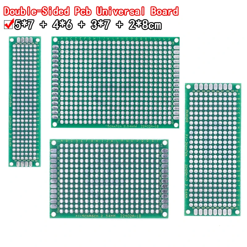 Дропшиппинг 4шт 5x7 4x6 3x7 2x8 см, Двустранен мед прототип на Универсална печатна платка Такса от фибростъкло за Arduino0
