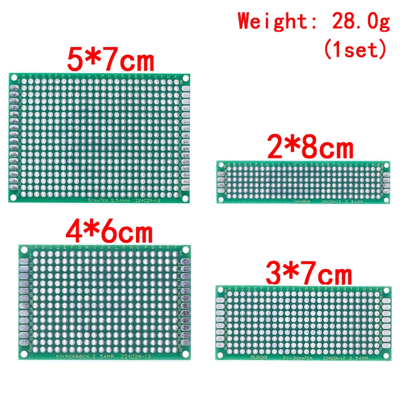 Дропшиппинг 4шт 5x7 4x6 3x7 2x8 см, Двустранен мед прототип на Универсална печатна платка Такса от фибростъкло за Arduino1