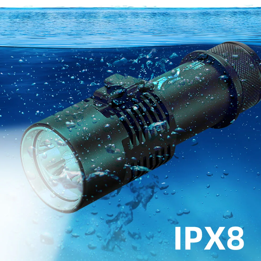 ZK30 IPX8 Водоустойчив фенер за гмуркане на 200 метра под Вода XHP70 led фенерче за гмуркане Lanterna Факел Лампа с ръчно с въже0