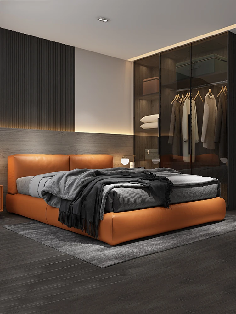 Луксозна кожена легло Nordic Light, съвременно просто спално бельо Master, двойно легло 1,8 м, италианска мека легло премиум-клас за съхранение на0