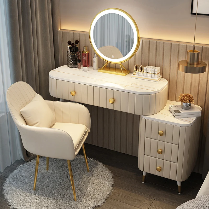 Модерни гардероби, Тоалетка с огледало, Шкафове за дневна, чекмеджета, Маса за грим, Луксозно обзавеждане за шкафа Toaletka Z Lustrem3