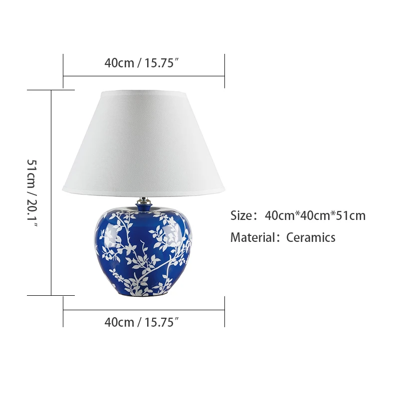 OUTELA Модерна синя керамична настолна лампа Творчески ретро led настолна лампа за декоративен дома, хол, прикроватной нощни шкафчета в спалнята4