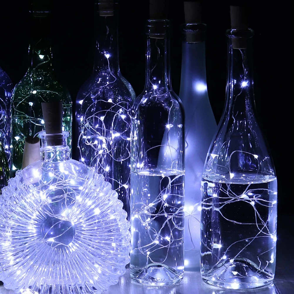 Осветителни тела за бутилки вино с тапа-5 режима за настройка на яркост с таймер, 20 led осветителни тела за бутилки със запушалка на батерии, САМ led страхотна лампа-венец4