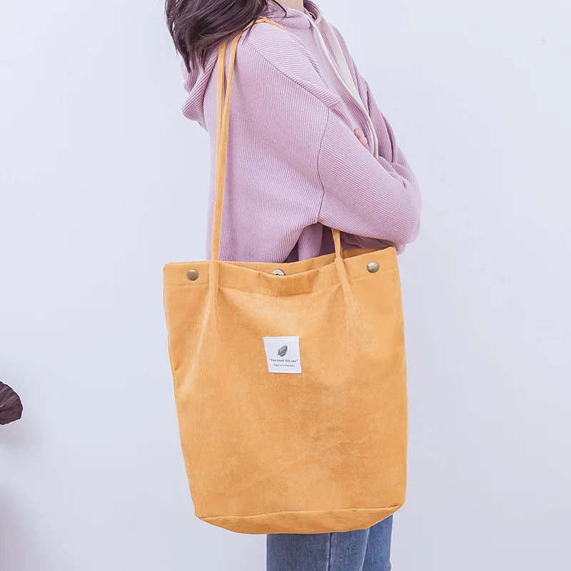 Дамски вельветовая пазарска чанта, дамски холщовая чанта през рамо, опазването на Околната среда чанта за съхранение, за Многократна употреба Сгъваеми Еко чанти за хранителни стоки2