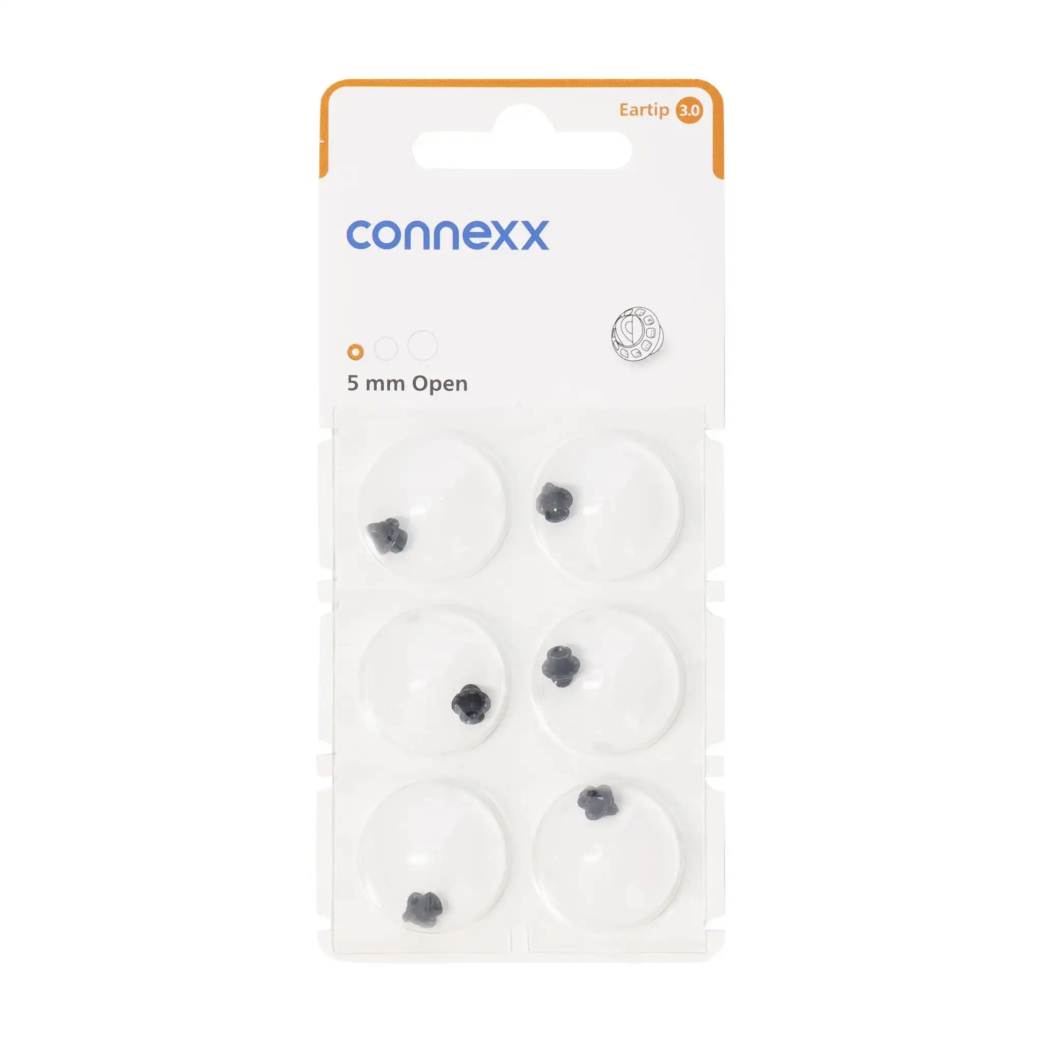 Заушник Connexx 3.0 Открит (5 мм, 7 мм, 10 мм) за слухови апарати Signia Pure Charge & Go AX RIC (приемник в канала) Rexton (6 куполи)1