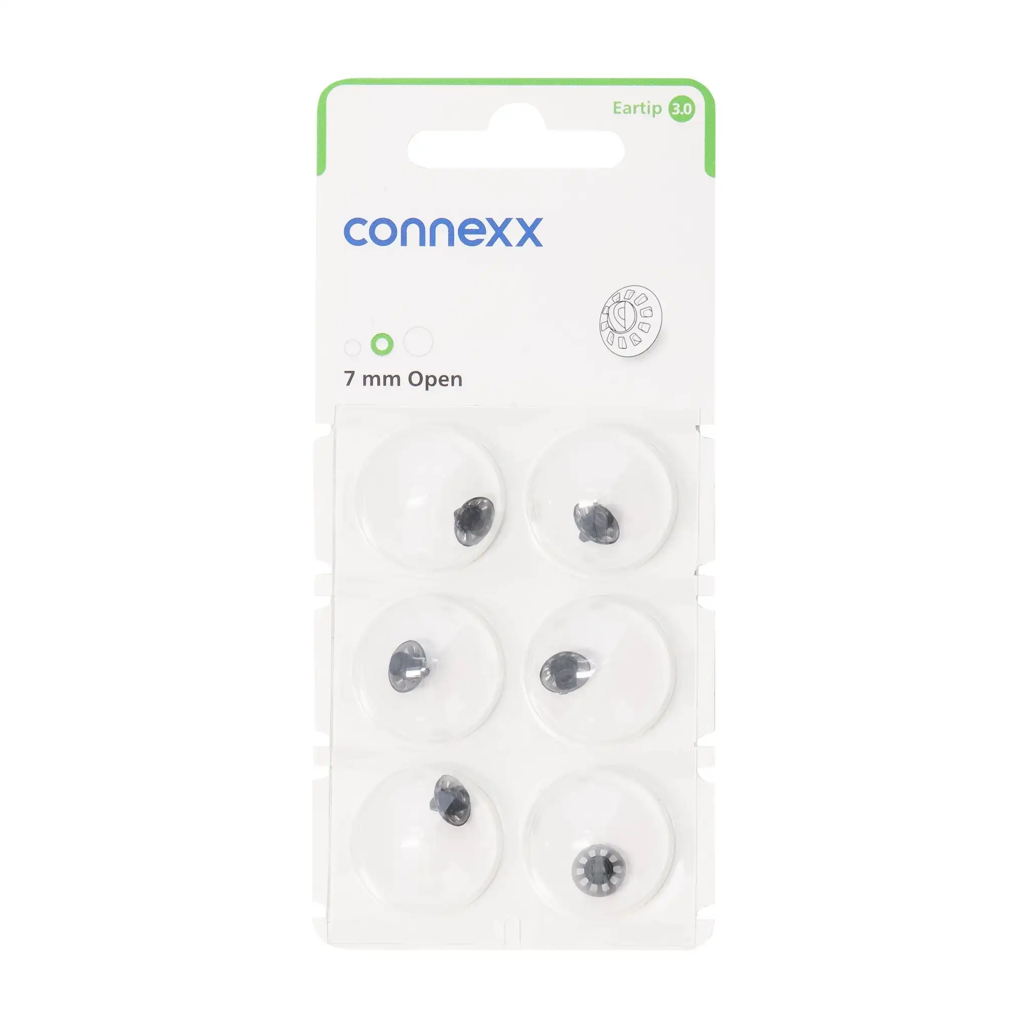 Заушник Connexx 3.0 Открит (5 мм, 7 мм, 10 мм) за слухови апарати Signia Pure Charge & Go AX RIC (приемник в канала) Rexton (6 куполи)2