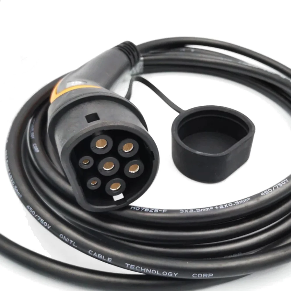 Щепселът тип 2 с кабел с дължина 10 м 16A 32A за EV страна IEC62196 Plug европейски стандарт Монофазен трифазни щепсела за променлив ток IEC1