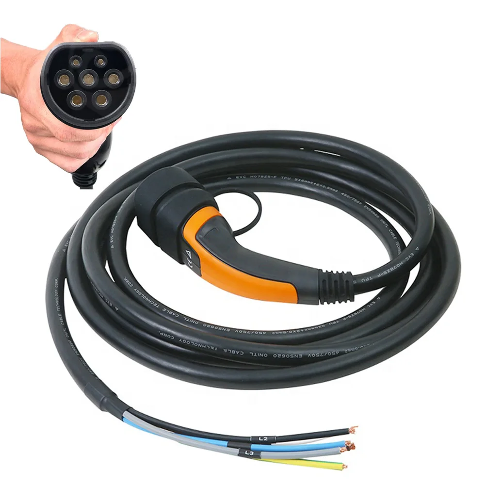 Щепселът тип 2 с кабел с дължина 10 м 16A 32A за EV страна IEC62196 Plug европейски стандарт Монофазен трифазни щепсела за променлив ток IEC2