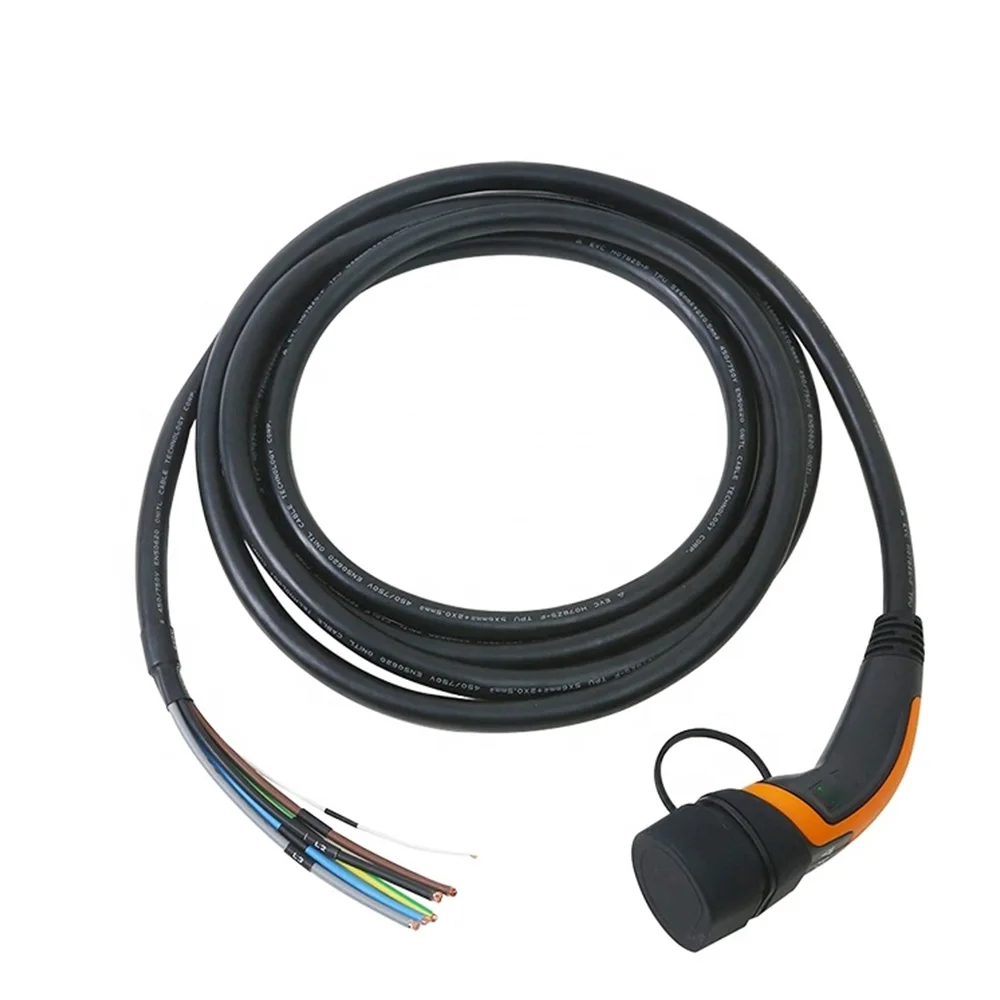 Щепселът тип 2 с кабел с дължина 10 м 16A 32A за EV страна IEC62196 Plug европейски стандарт Монофазен трифазни щепсела за променлив ток IEC3