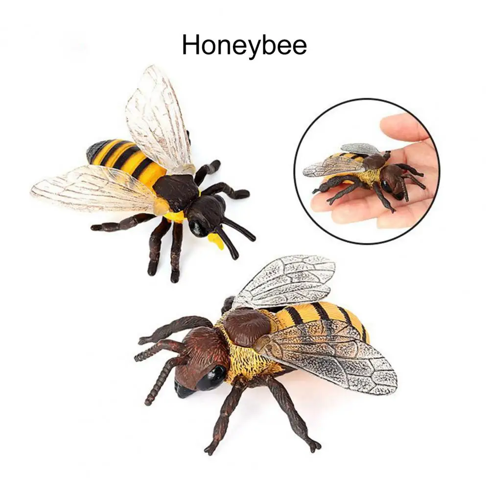 Интересен модел на пчели, оси Компактен модел медоносной пчелите Малки детайли Миниатюрна фигурка на животно Модел пчели, оси Декоративен Орнамент3