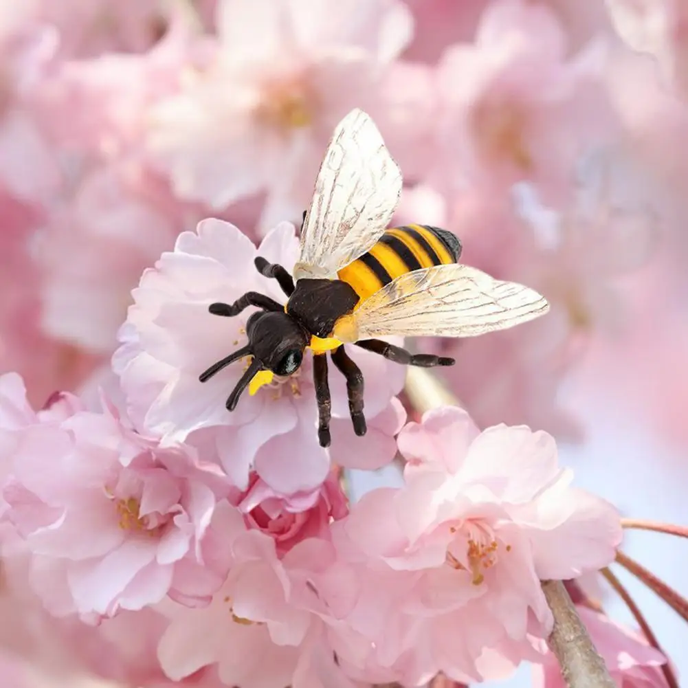 Интересен модел на пчели, оси Компактен модел медоносной пчелите Малки детайли Миниатюрна фигурка на животно Модел пчели, оси Декоративен Орнамент5