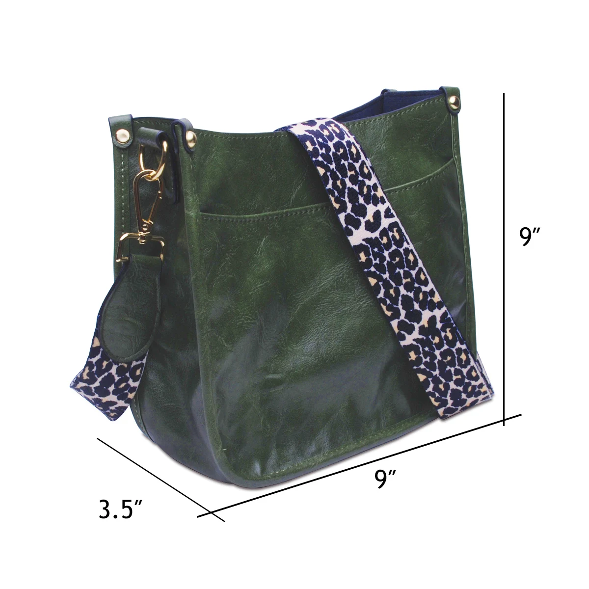 1 бр., дамска чанта за през рамото от изкуствена кожа черен и зелен цвят, ежедневни реколта чанта през рамо1