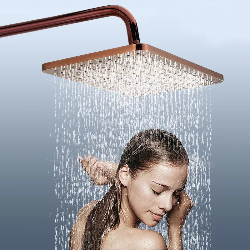 Комплект за душ в банята HUNNISE от розово злато, Термостатическая душ система, Месинг смесител за баня, стенен цифров комплект за душ от розово злато4