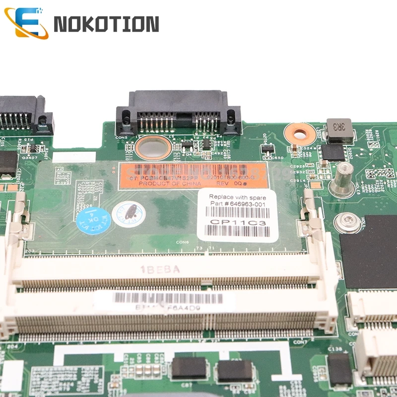 NOKOTION 646963-001 646963-501 за HP ProBook 6560B 8560P дънна платка на лаптоп QM67 DDR3 HD 7400M GPU2