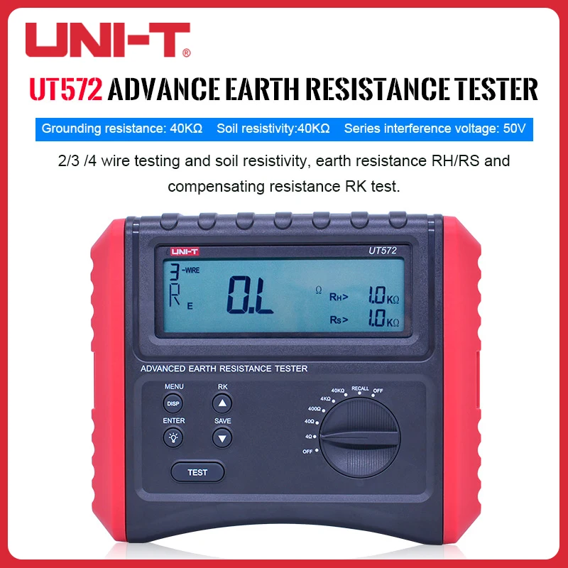 Тестери повърхността на почвата UNIT UT572 Тестер повърхността на почвата Ниско ниво на зареждане на батерията за Съхранение на Данни Тестер на подсветката на LCD дисплея0