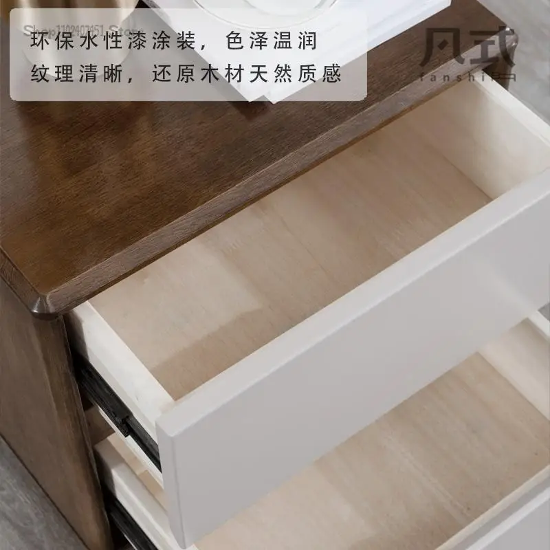 Модерна проста нощно шкафче от масивно дърво, нощни шкаф за съхранение в скандинавски стил, двойна кутия, нисък шкаф, страничен шкаф2