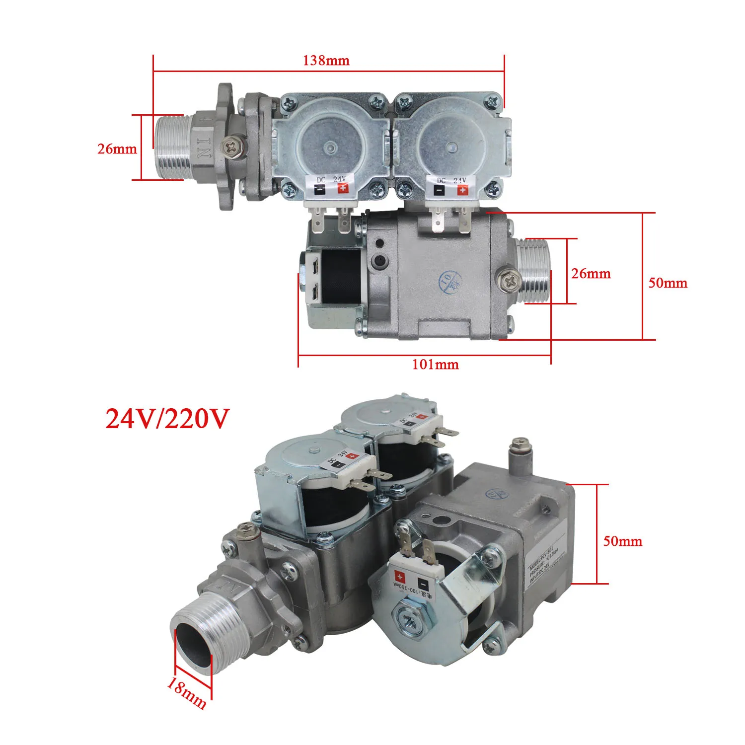 Пропорционален клапан DC24V cgas за стенен бойлер-нагревател пропорционален клапан пропорционален клапан на бойлера DC220v1