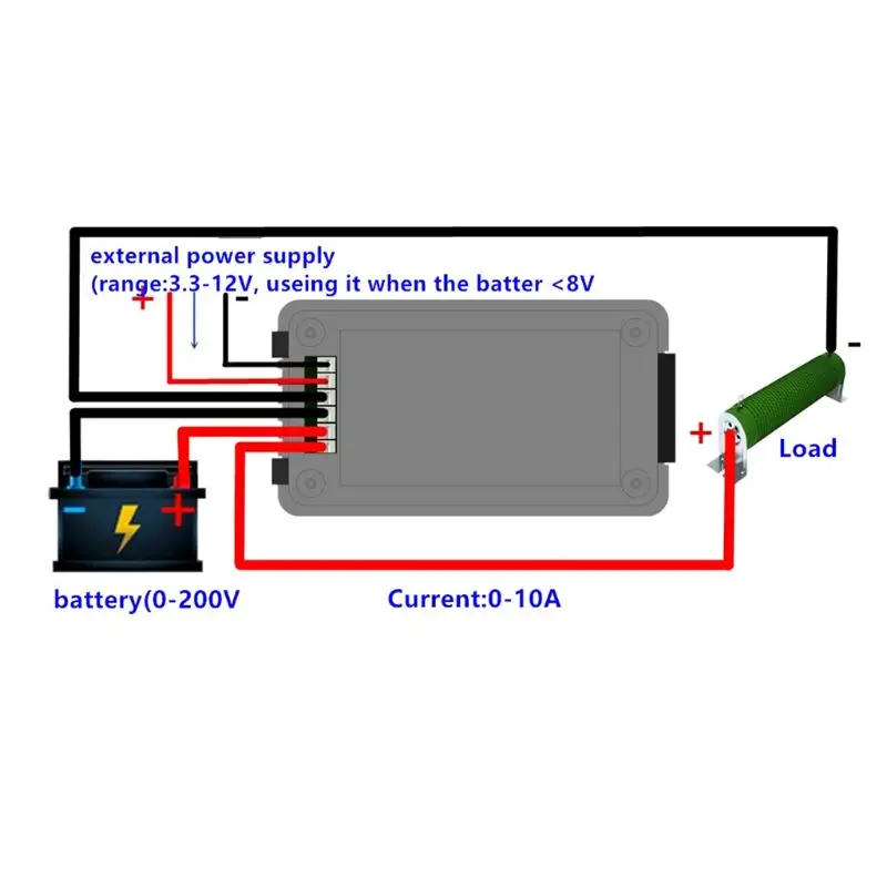 Тестер от капацитета на батерията Кулонометр 0-200 В 0-10 А 0-2000 W Волтметър Амперметър Напрежение Ток Импеданс Капацитет Измерител на Енергия Мощност2