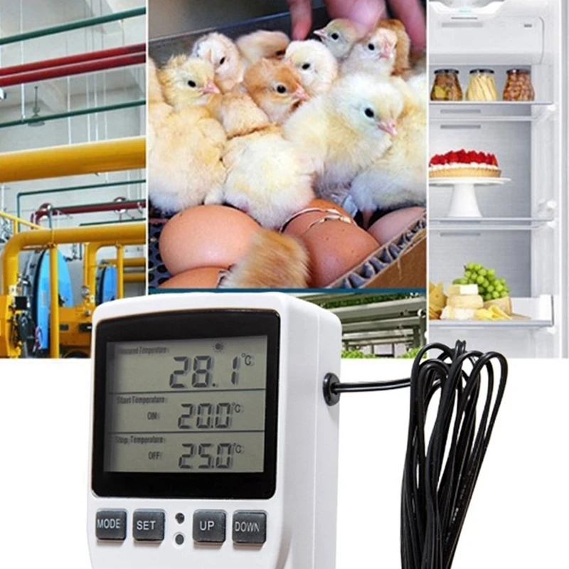 3X Дигитален регулатор на температурата, Термостат, един конектор, таймер за отопление и охлаждане на дома оранжерии, Великобритания, щекер3