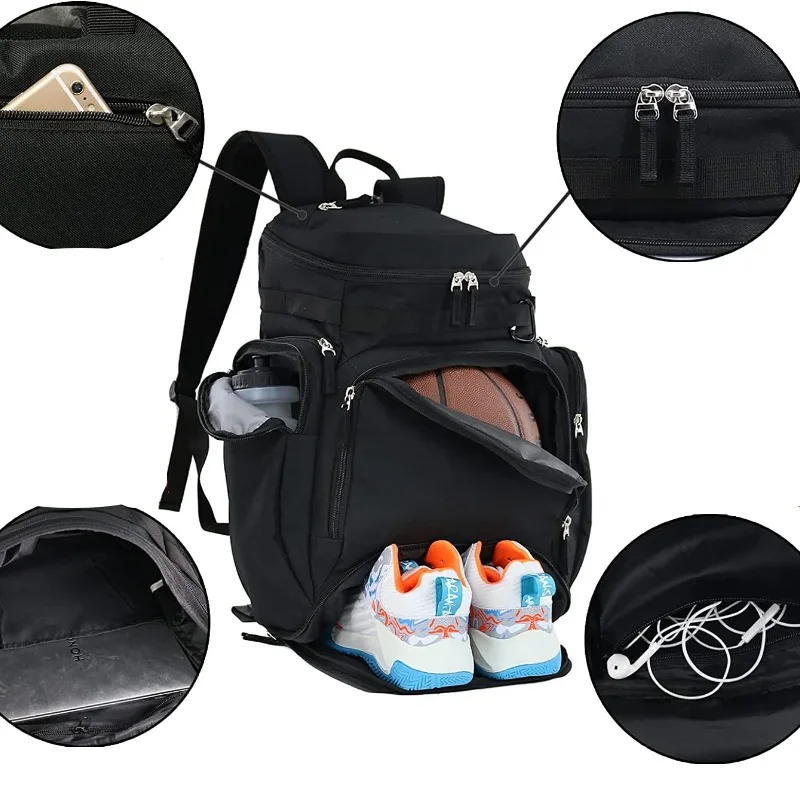 Чанта за баскетболен на раницата е с голямо отделение за обувки и топки, футбол раница, раница за съхранение на бейзбол, софтбол, волейбол2
