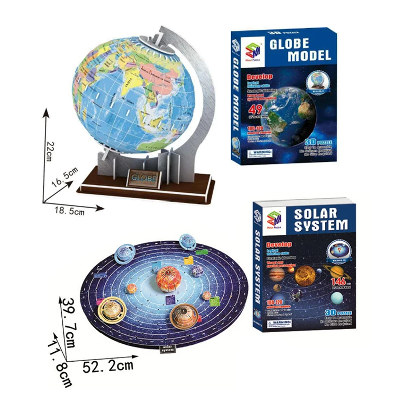3D Триизмерна пъзел Глобус Осем планети Детски образователни играчки, ръчно изработени в събирането подарък P2550