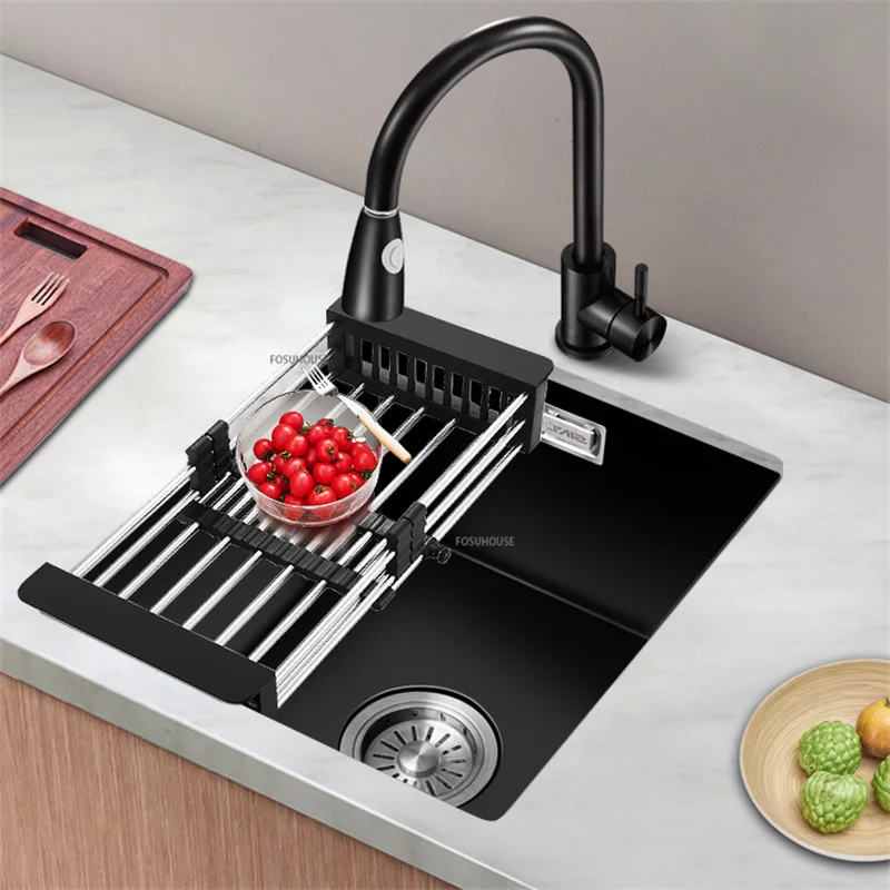 Кухненски мивки от черен кварцов камък с един слот за мивка Битова кухненска мивка Гранит бар-часова Мивка с малък размер4