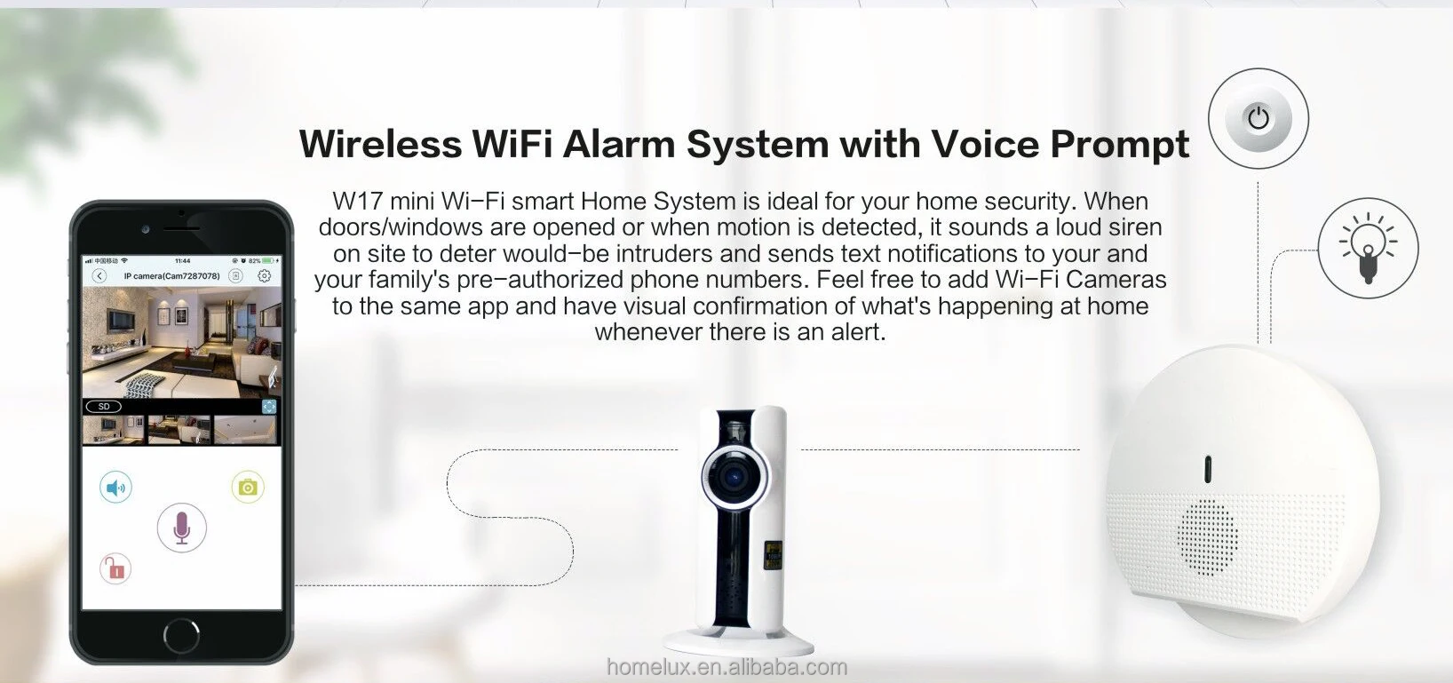 Медицинска система за предупреждение Smart WiFi mini alarm за домашна аларма3