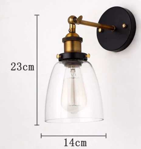 Таванско помещение Реколта промишлени стенни лампи Edison с прозрачни стъклени абажуром, старинни медни стенни тела от 110 и 220 за спални4