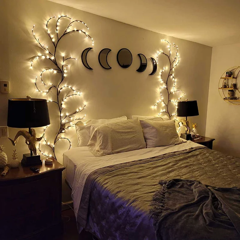 НАПРАВИ си сам ивовую лозата с подсветка 144/72 светодиода Сватбена декорация за стените на хола спални камина вечерни светещи клони0