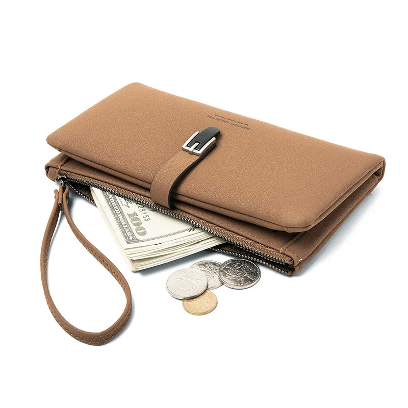 Дълъг портфейл женски есенно-зимния чисто нов лаптоп в чантата си джоб, с матирана закопчалка, дамски проста ръчна чанта3