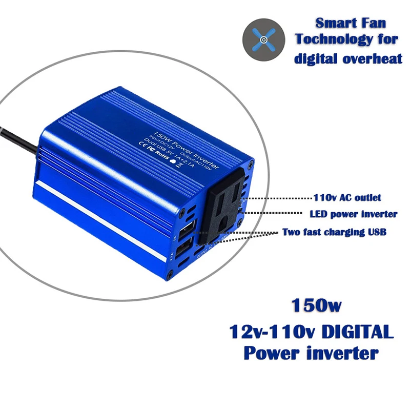 150 W инвертор на постоянен ток в променлив с чиста синусна вълна, автономен инвертор на слънчевата енергия3