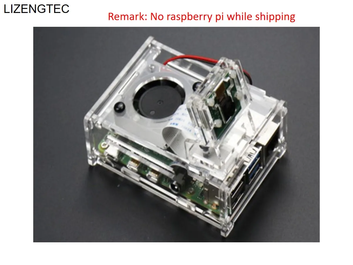 Универсален прозрачен акрил калъф LIZENGTEC Raspberry Pi 4B с вентилатор и монтиране на стена за камерата2