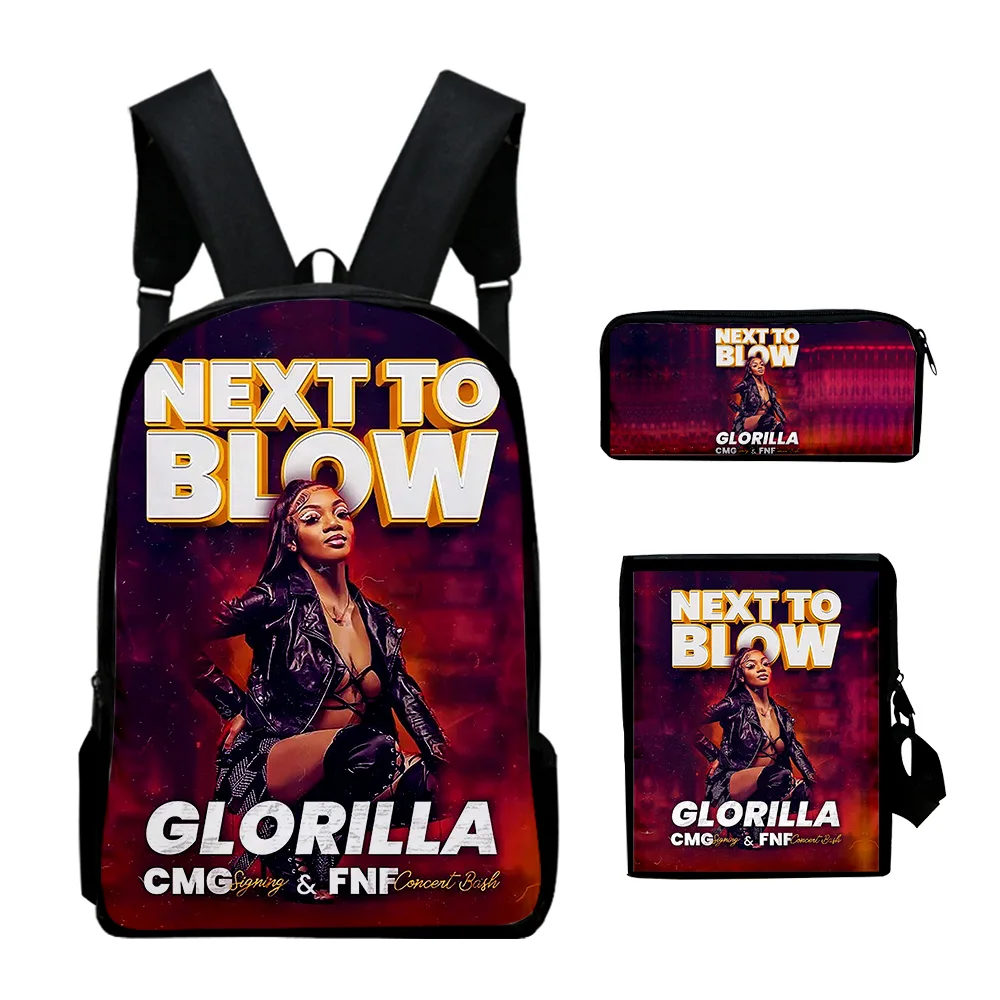 Раница GloRilla Rapper, комплекти от 3 теми, дамски чанти на рамо, раница Унисекс чанта с цип, уникална чанта-молив, чанти в разговорния стил 20232