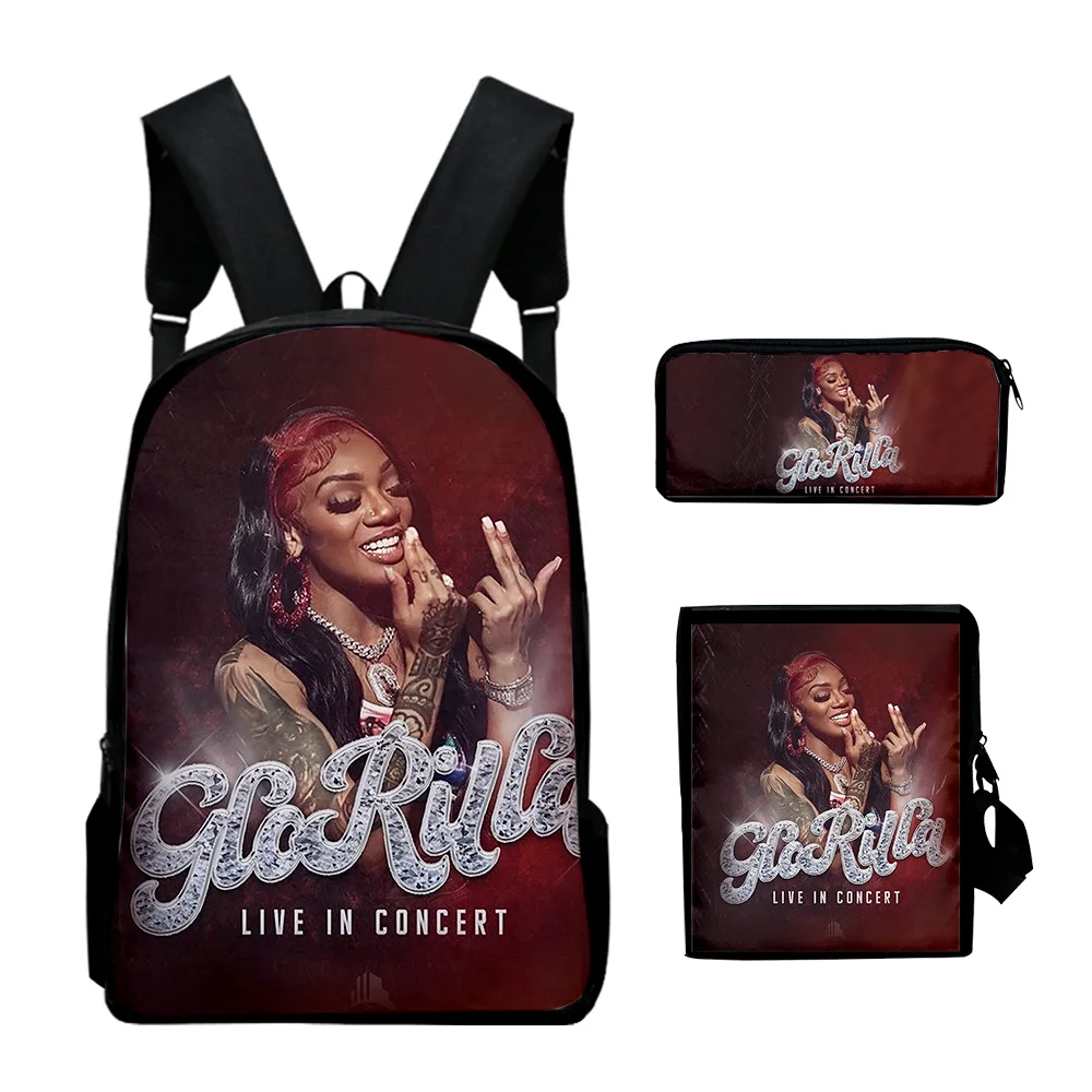 Раница GloRilla Rapper, комплекти от 3 теми, дамски чанти на рамо, раница Унисекс чанта с цип, уникална чанта-молив, чанти в разговорния стил 20234
