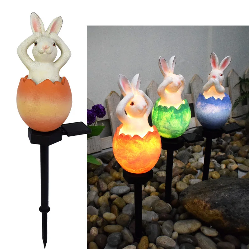 Под лампа със слънчева заек, открит градина, Вила, тревата, декоративна лампа от черупка на яйце от смола0