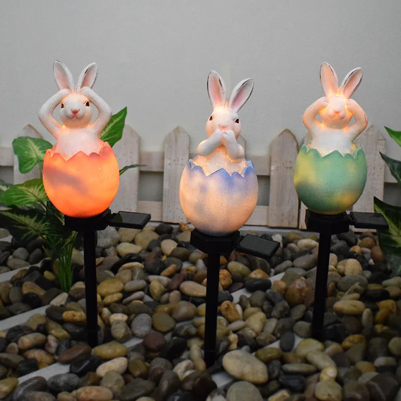 Под лампа със слънчева заек, открит градина, Вила, тревата, декоративна лампа от черупка на яйце от смола1