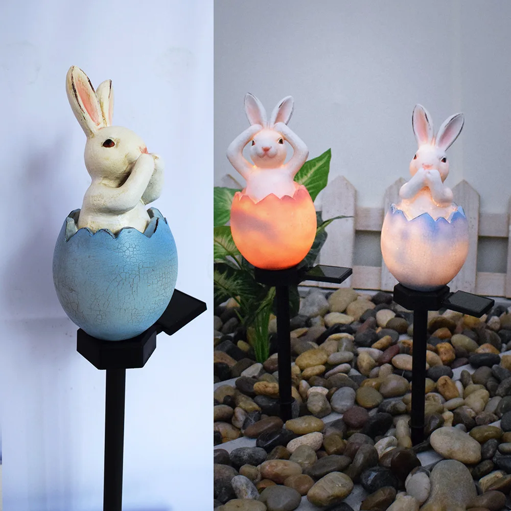 Под лампа със слънчева заек, открит градина, Вила, тревата, декоративна лампа от черупка на яйце от смола5