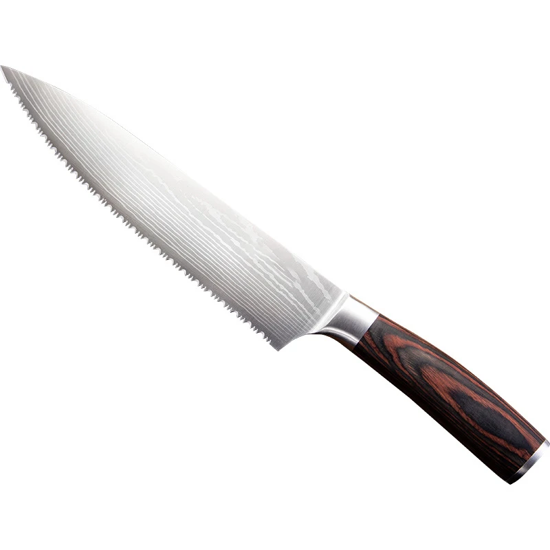 Нож на главния готвач от неръждаема стомана за рязане на месо от Кухненски Ножове, Инструменти за готвене помощта на Назъбен нож за замразено Месо5