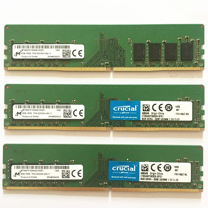 Десктоп оперативна памет Micron ключова ddr4 8gb 3200 Mhz memoria DDR4 8GB 1RX8 PC4-3200AA-UA2-11 DDR4 8GB 3200 настолни RAM памет4