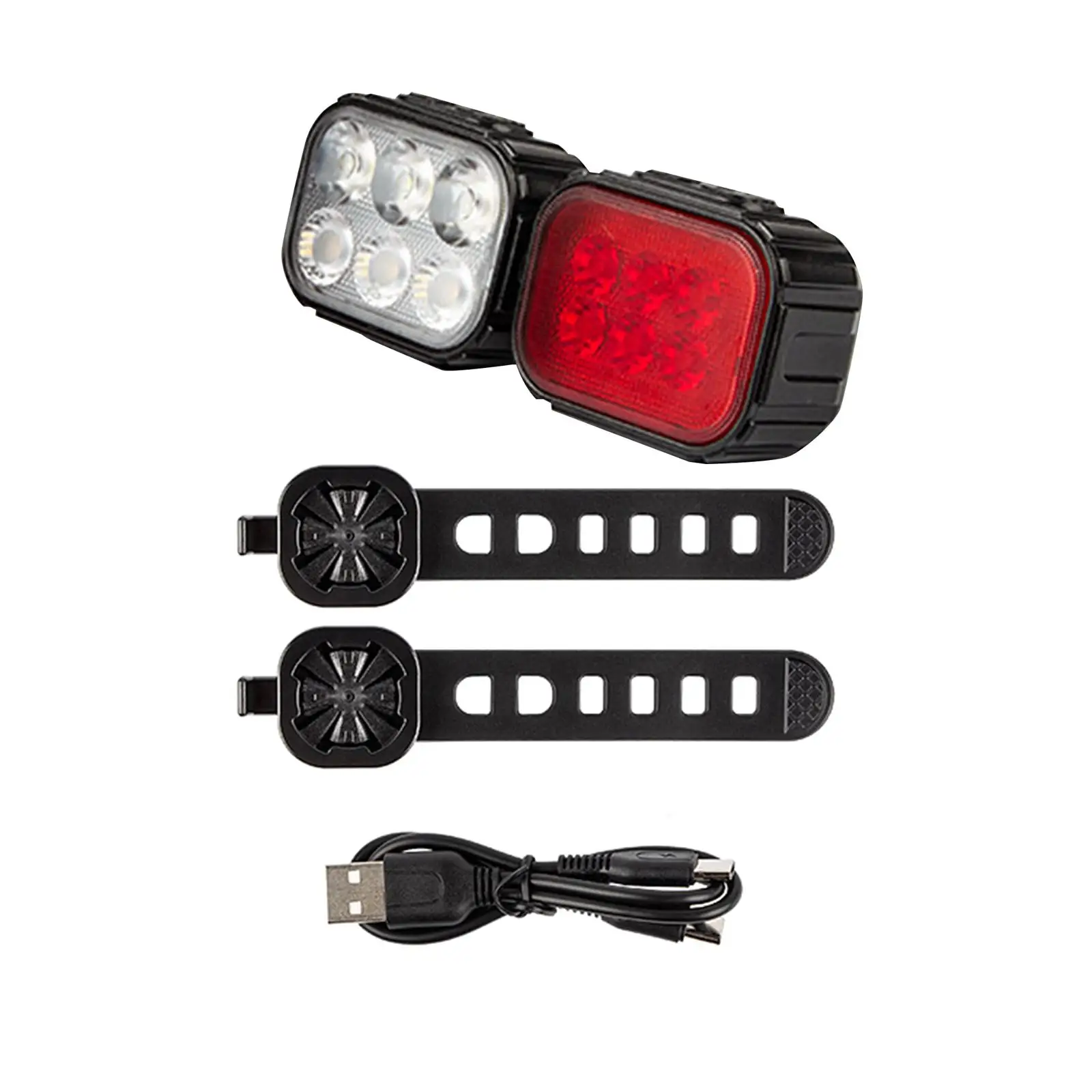 Комплект led светлини, велосипедна фаровете, задна светлина, USB-кабел за колоезденето4