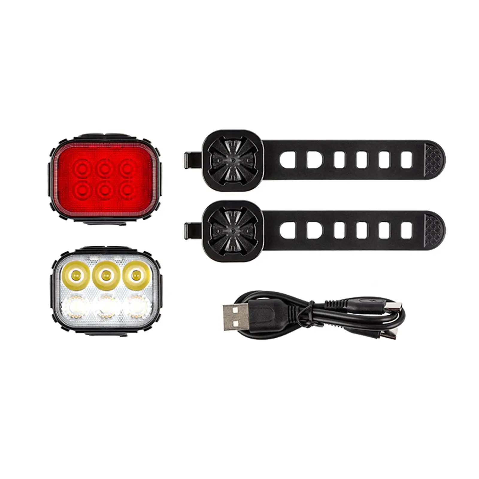 Комплект led светлини, велосипедна фаровете, задна светлина, USB-кабел за колоезденето5