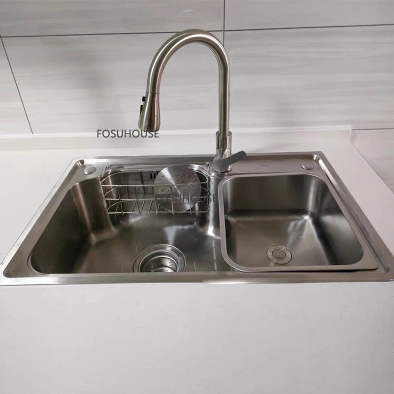 Мивка от неръждаема стомана Nano 304 за кухня, голям вграден однослойная домакински богат на функции кухненска мивка за гурме голям капацитет1