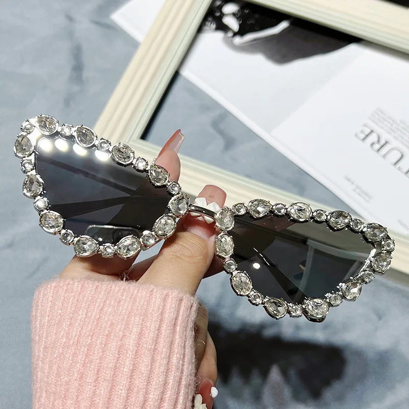 Луксозни маркови слънчеви очила с диаманти, дамски слънчеви очила в стил 