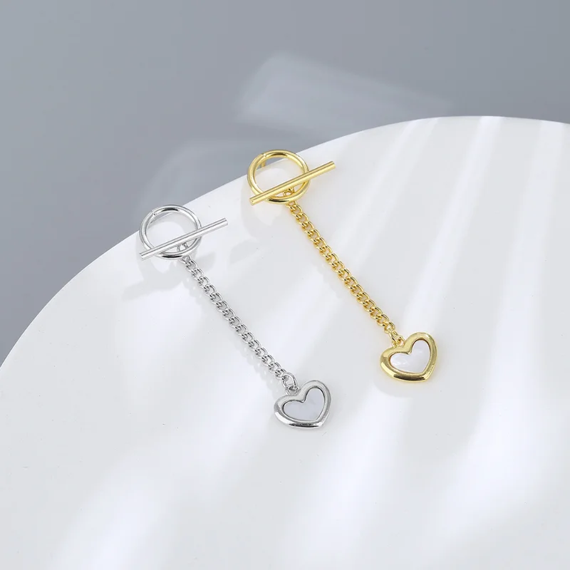 Обеци-капки Xingyunday под формата на миди във формата на сърце, дамски модни обеци-карамфил два стила, брачни, сребърно-златен цвят, сватбена украса, украса на подарък2