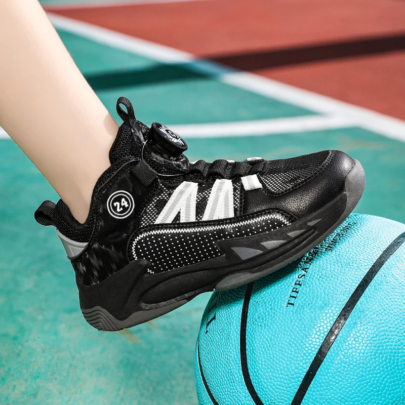Детски баскетболни обувки, висококачествени нескользящие детски обувки, Дишаща маратонки за момчета5