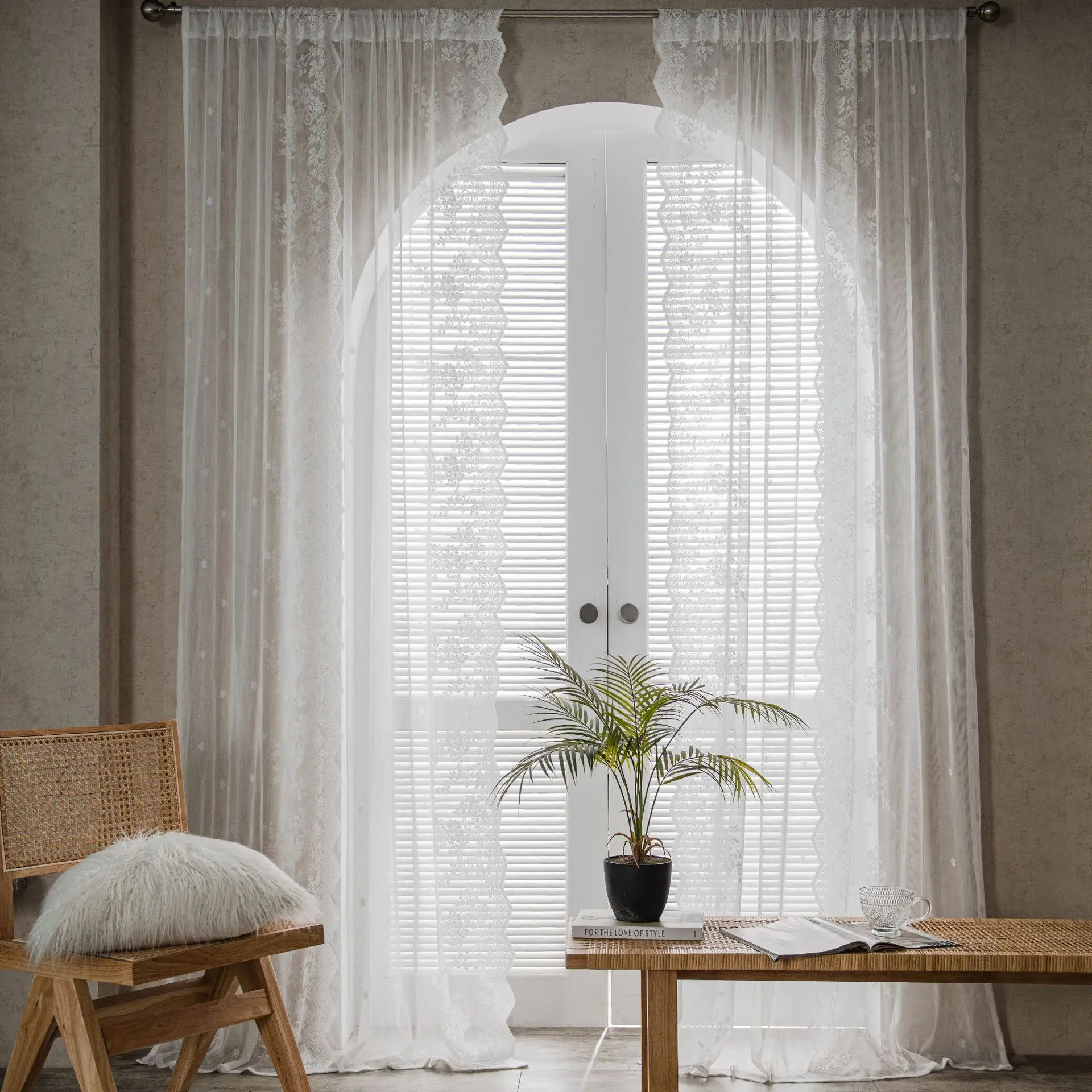 2 бр. лейси завеса, обикновен бял тюл, прозрачни завеси за декориране на всекидневна, пердета за спалня, кухненски пердета1