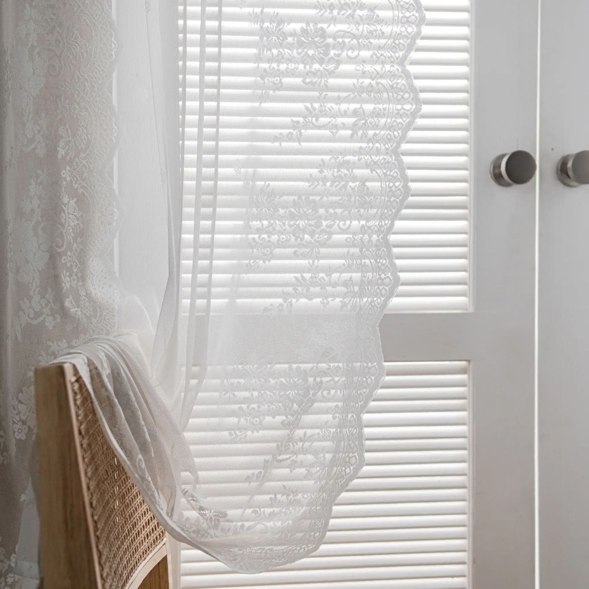 2 бр. лейси завеса, обикновен бял тюл, прозрачни завеси за декориране на всекидневна, пердета за спалня, кухненски пердета3