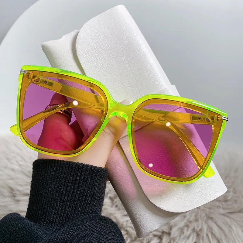 Прозрачни зелени летни дамски слънчеви очила, модерен реколта квадратни желеобразные многоцветни нюанси за жени, слънчеви очила, елегантни очила2