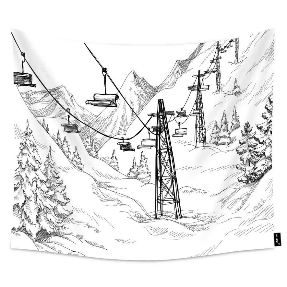 Ски Спортен Гоблен, Бял Сняг планински, с монтиран на стената на зимния пейзаж, Гоблен, Интериор за спални, всекидневна, Спалня, Стенно Одеяло, Кърпа2